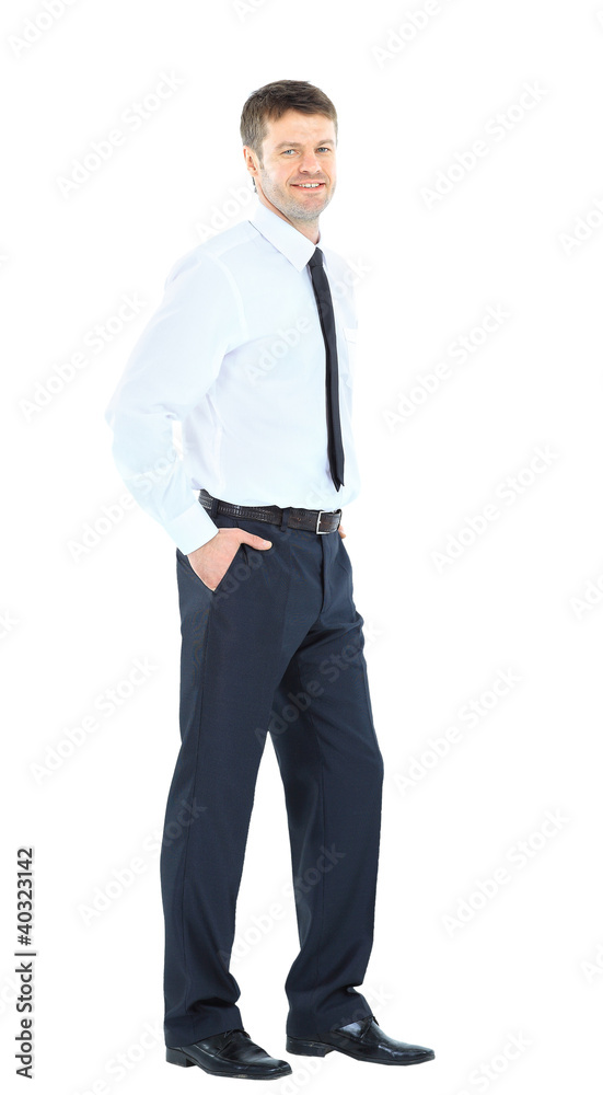Full body portrait of happy smiling young business Full body portrait of happy smiling young business