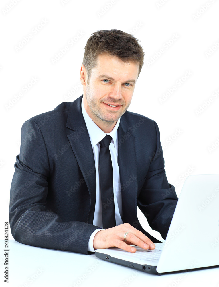 Portrait of young confident business man with laptop Portrait of young confident business man with laptop