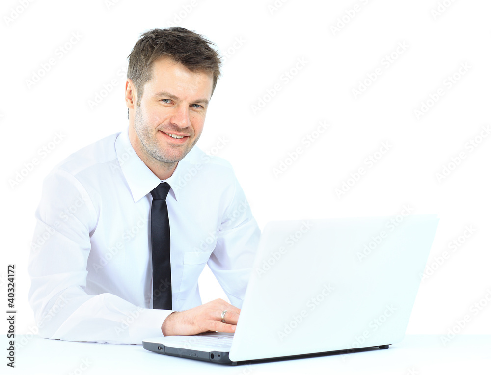 Portrait of young confident business man with laptop Portrait of young confident business man with laptop