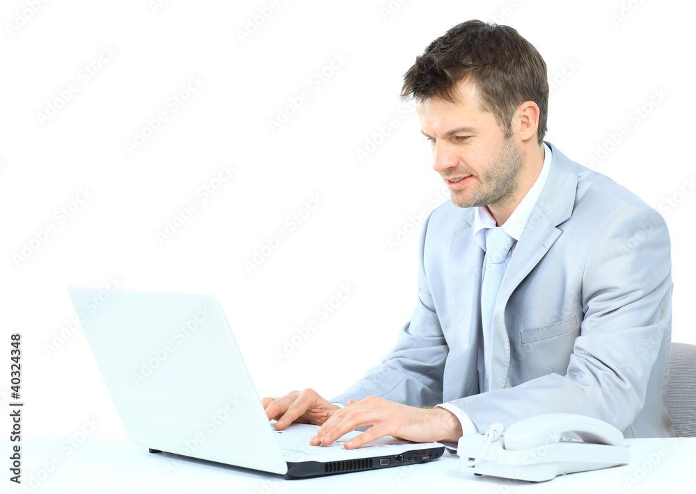 Portrait of young confident business man with laptop Portrait of young confident business man with laptop