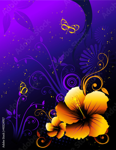 Abstract Flower Dark Background Vector 4