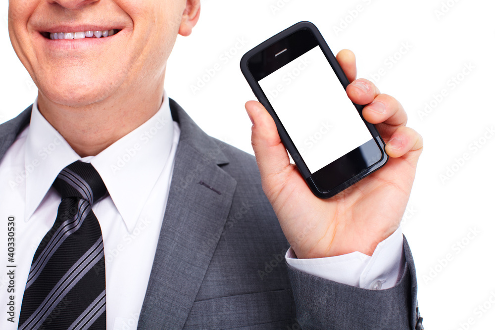 Businessman calling by phone.