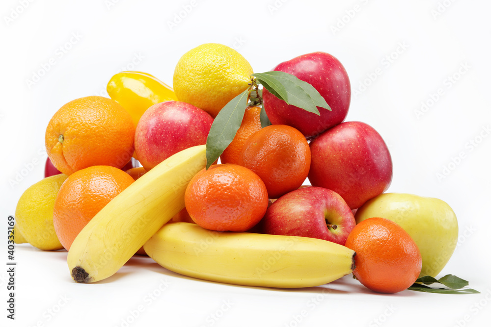Fresh fruits isolated on a white background. Fresh fruits isolated on a white background.