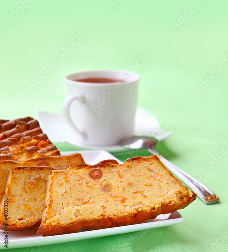 Semolina cake with a pumpkin and raisin