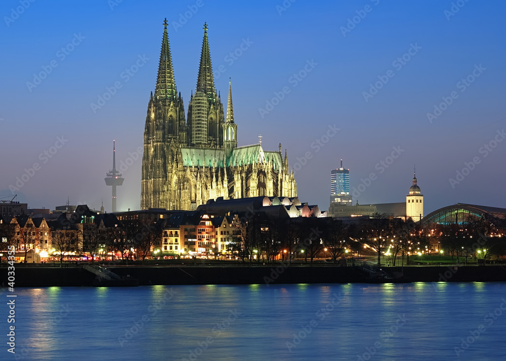 Evening view of Cologne Cathedral, Germany