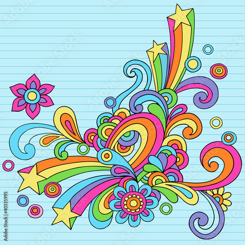 Flower Power Groovy Psychedelic Notebook Doodle Vector