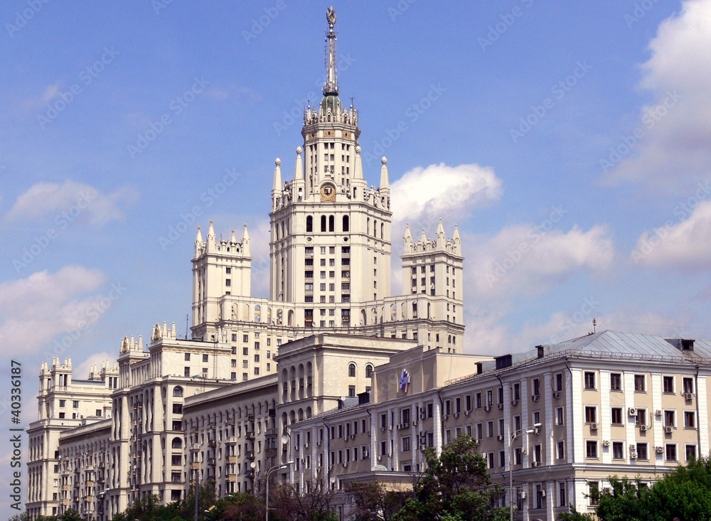 building of Stalinist style  in Moscow