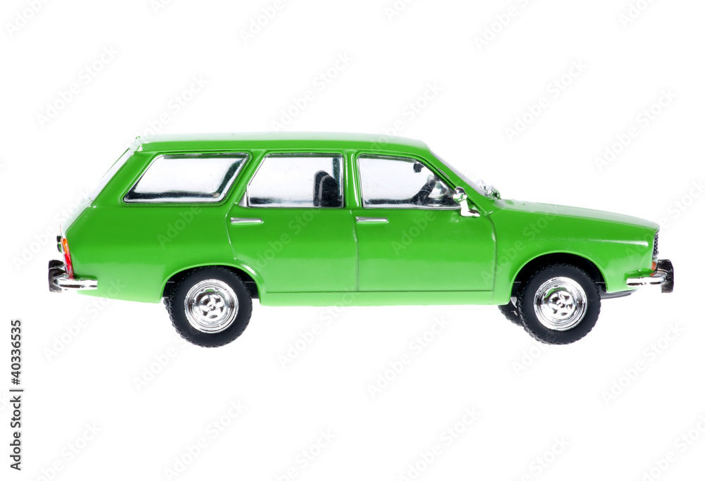 Green car combi on white background.