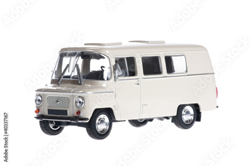 White minibus on white background.