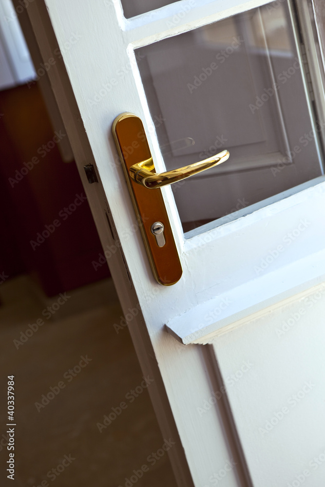Porte, poignée, huisserie, chrome, serrure, maison Stock Photo | Adobe Stock