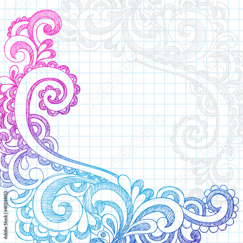 Flower Paisley Doodle Edge Border Sketchy Notebook