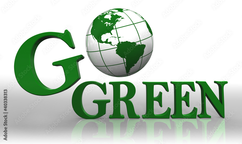 go green logo word and earth globe