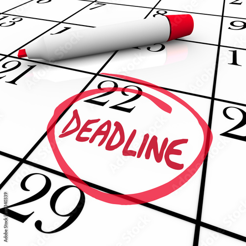 Deadline Word Circled on Calendar Due Date