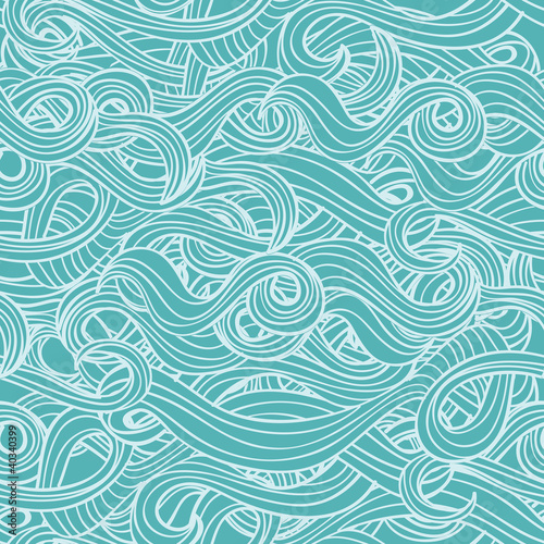 seamless pattern with hand-drawn waves © venimo