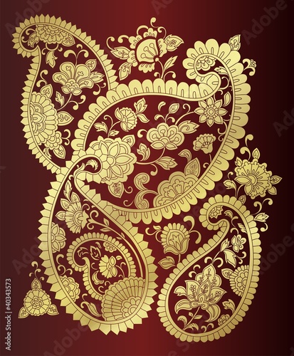 traditional paisley floral motifs , textile , Rajasthan, India