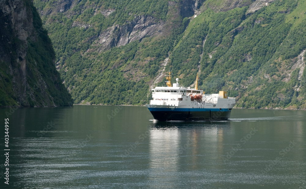 Ferry in a fjord