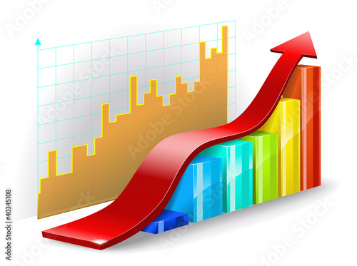 Diagram, the arrow and graph on a white background.