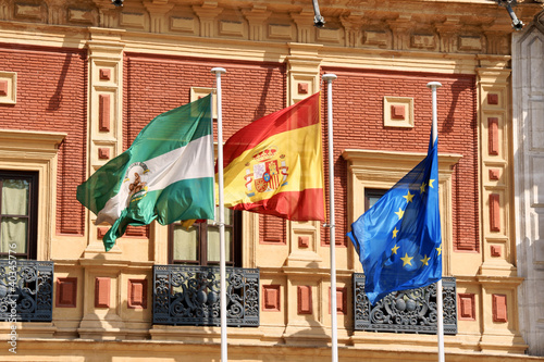 Flags at Palace of San Telmo, Seville