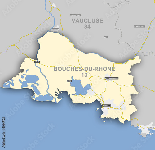 Carte et situation du département des Bouches du Rhône