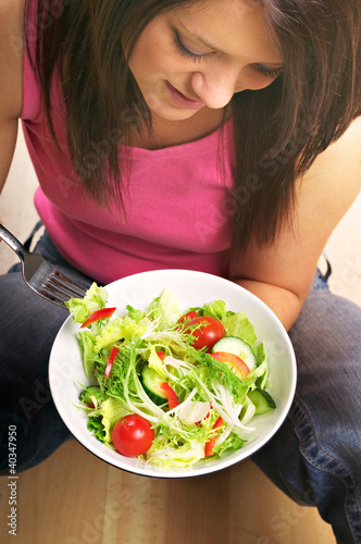 Eating salad