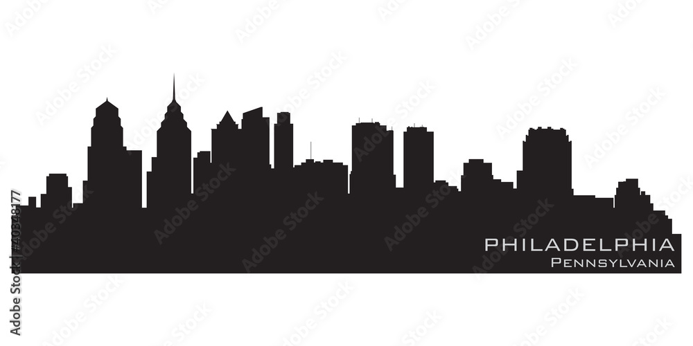 Philadelphia, Pennsylvania skyline. Detailed vector silhouette