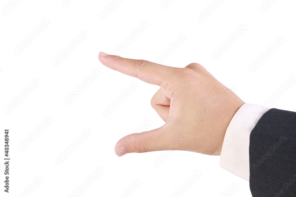 Business man's use his finger to hold somthing