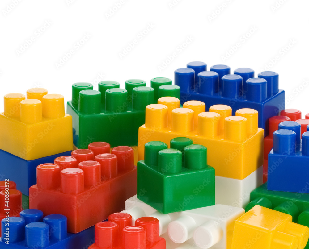 Fototapeta premium colorful plastic toys isolated on white
