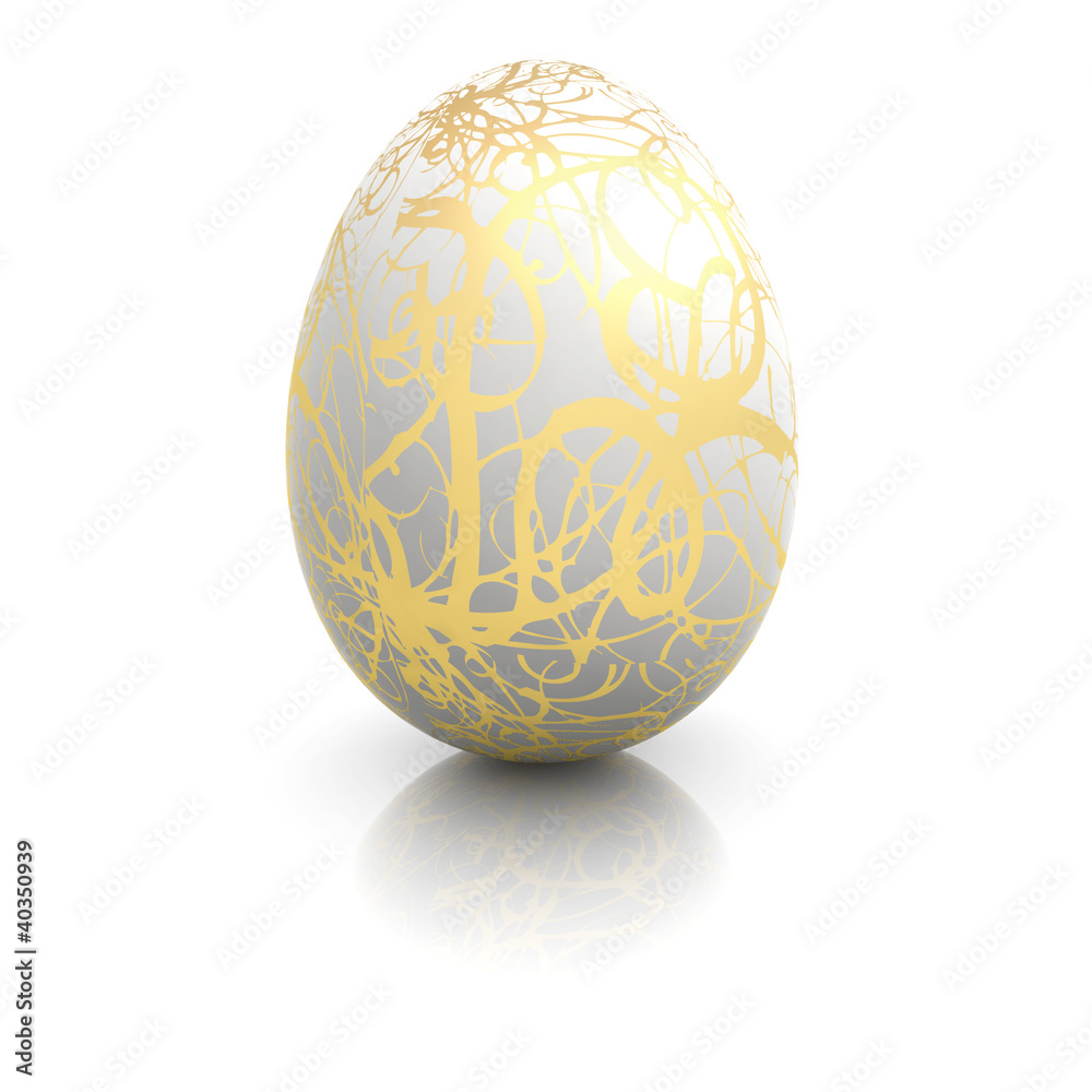 Easter egg with gold ornaments isolated on white background Easter egg with gold ornaments isolated on white background