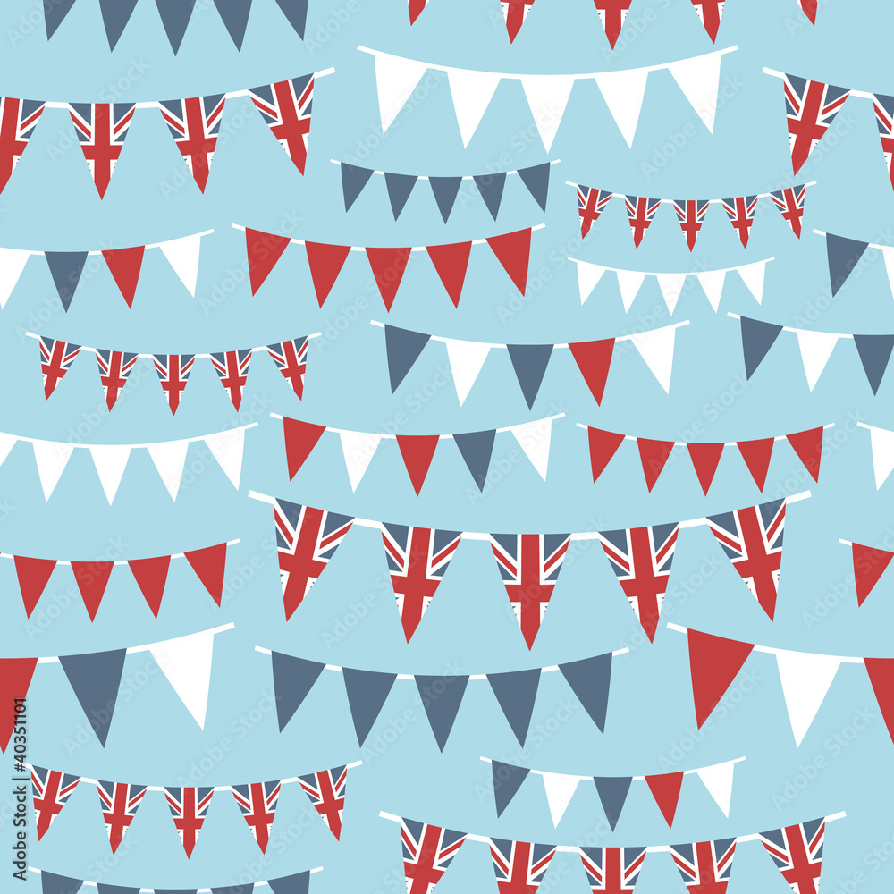 seamless pattern uk party bunting vector red white blue union jack flags on blue background wallpaper