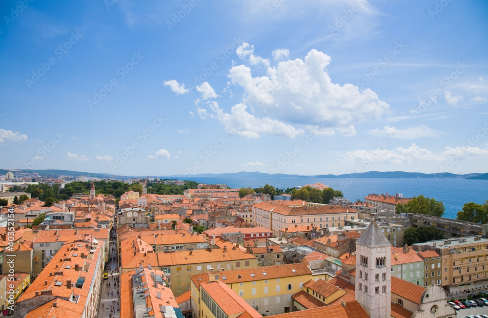 Croatia; Zadar old town  area seen from Belltower of the Cathedr