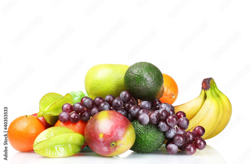 Assortment of exotic fruits isolated on white Assortment of exotic fruits isolated on white
