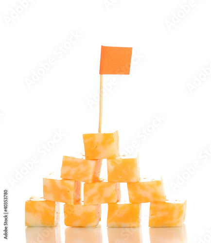 Cheese pyramid isolated on white