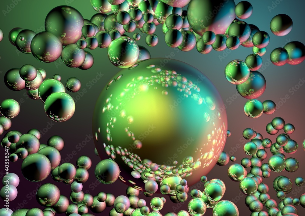 Fototapeta premium Abstract background with metallic shiny balls