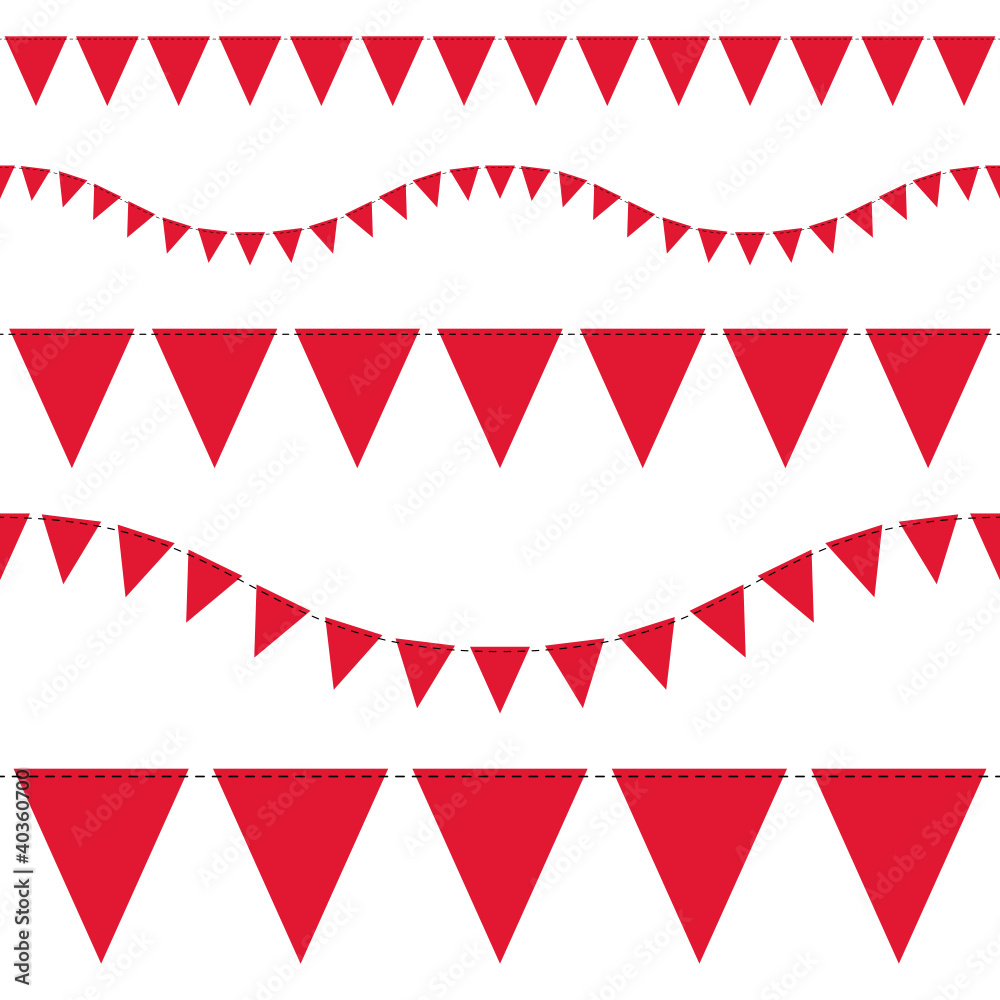 Fototapeta premium Set Of 5 Seamless Festoons Red