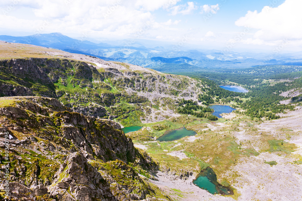 Top view of Karakol lakes in Altai mountains. Altai, Suberia