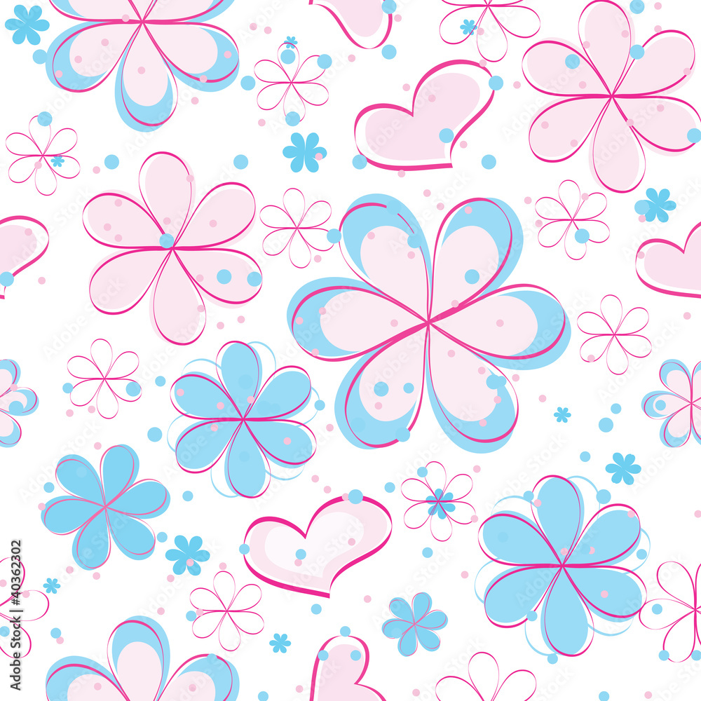 vector seamless pattern with flowers