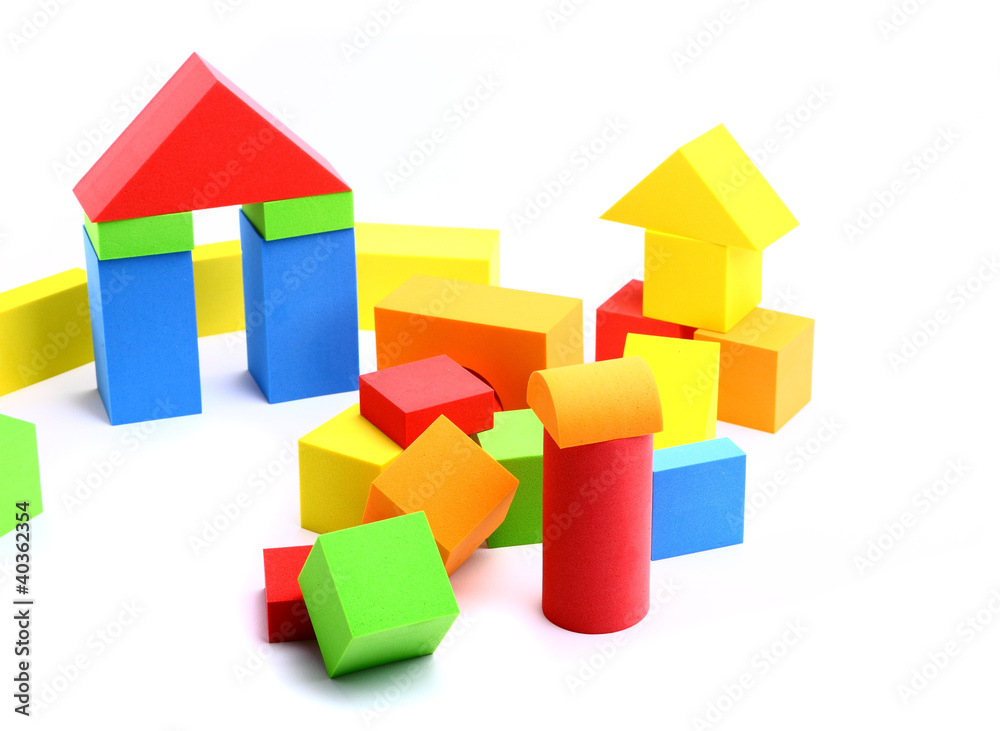 Colorful wooden toy blocks isolated on white background Colorful wooden toy blocks isolated on white background