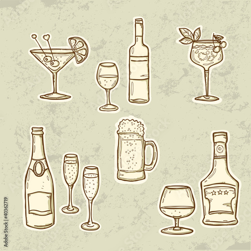 Alcohol Drinks Icons Set