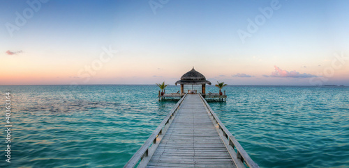 Beautiful wooden balk with pavilion (Maldives / Malediven)