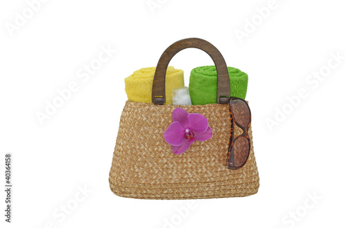 Beach Bag with towels and sunglasses