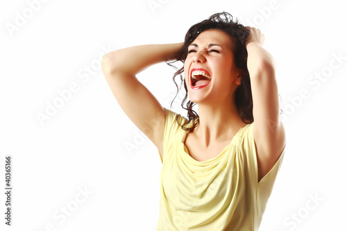 Crying woman isolated