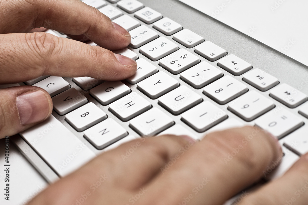 white computer keyboard with hands white computer keyboard with hands