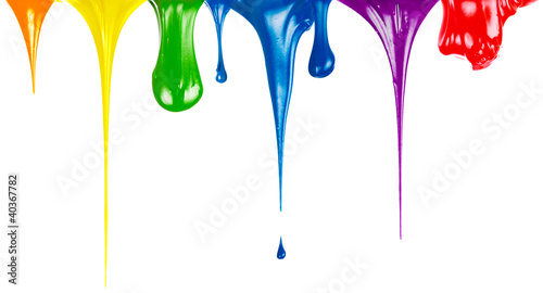 Fotografie Paints dripping isolated on white