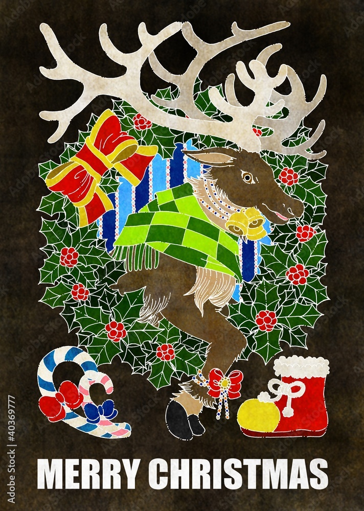 クリスマスカード用イラスト トナカイとクリスマスリース Stock イラスト Adobe Stock クリスマスカード用イラスト トナカイとクリスマスリース Stock イラスト Adobe Stock