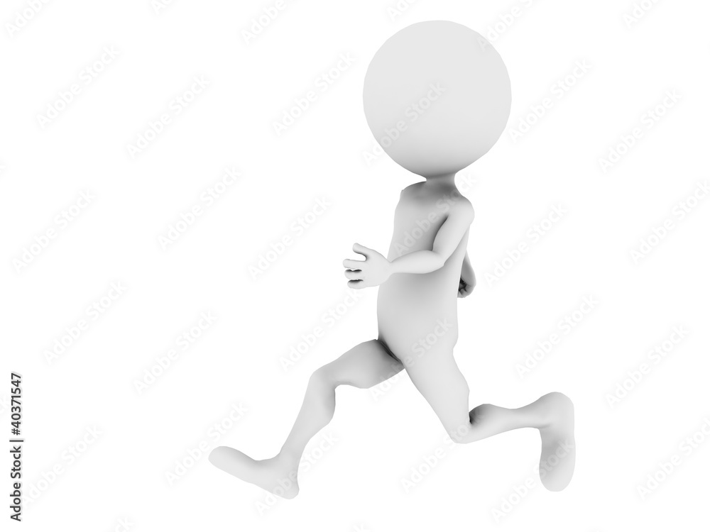 Running 3d puppet. Isolated on white background Running 3d puppet. Isolated on white background