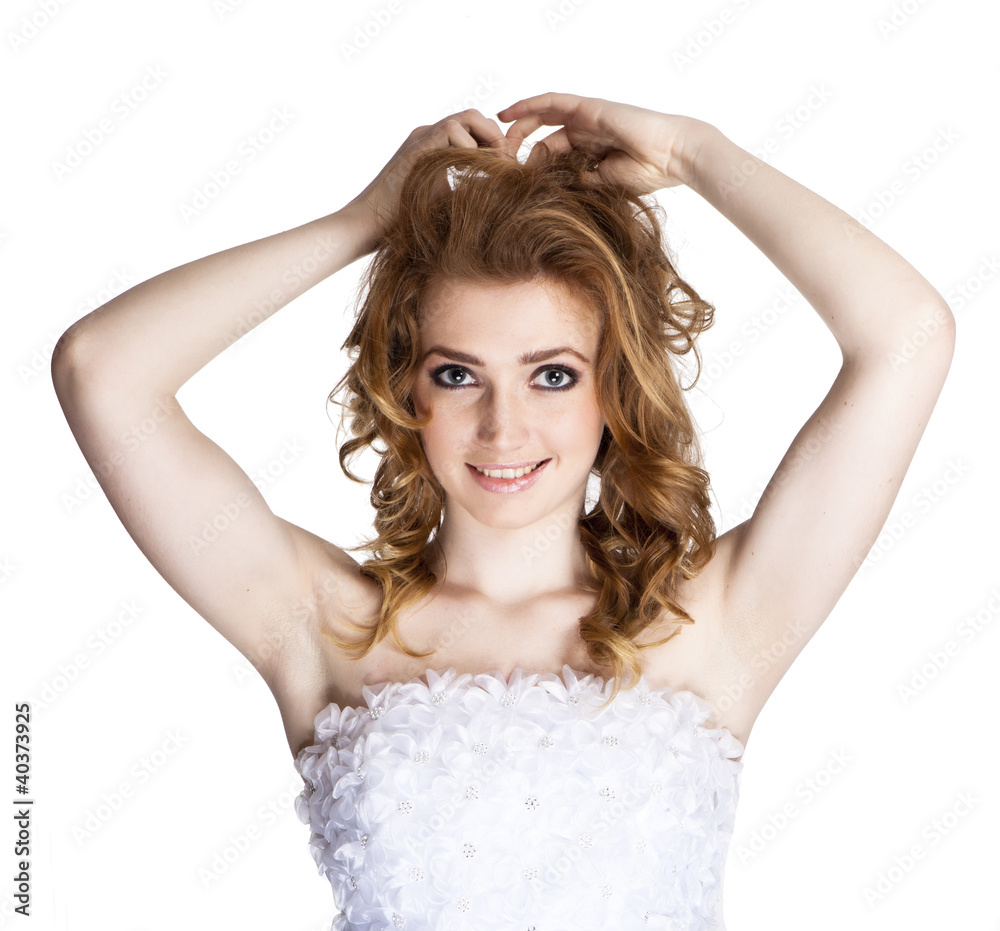 Fototapeta premium Beautiful woman face - isolated on white