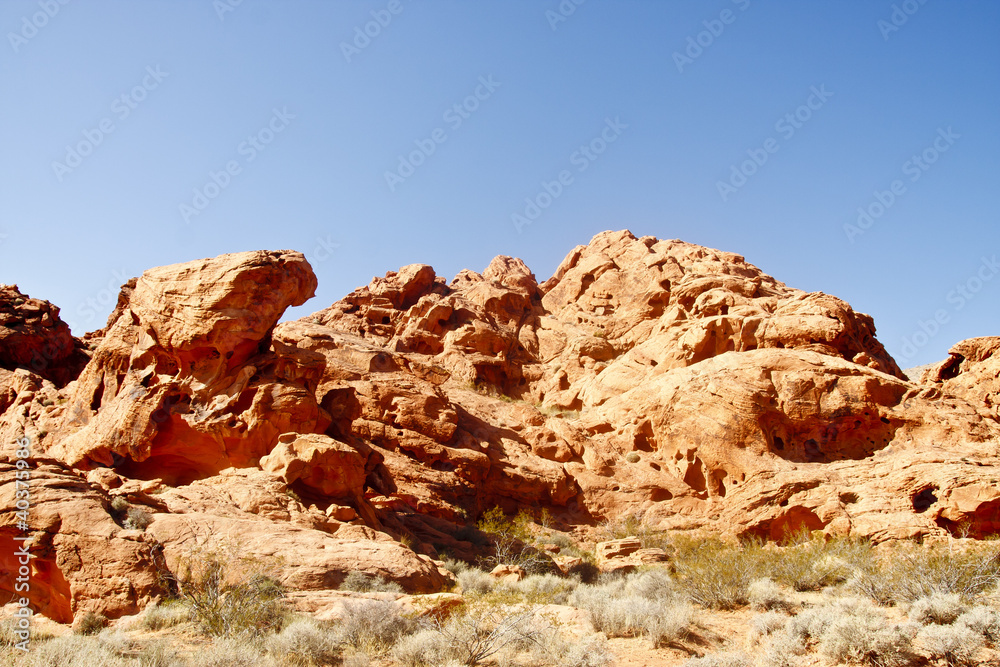 Red Rock Formations Under Clear Blue Skies