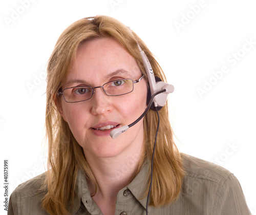 Frau mit Headset - aktiv