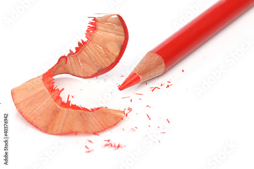 Rececntly sharpened red pencil over white photo