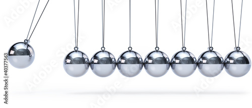 Newtons cradle with eight balls - panorama